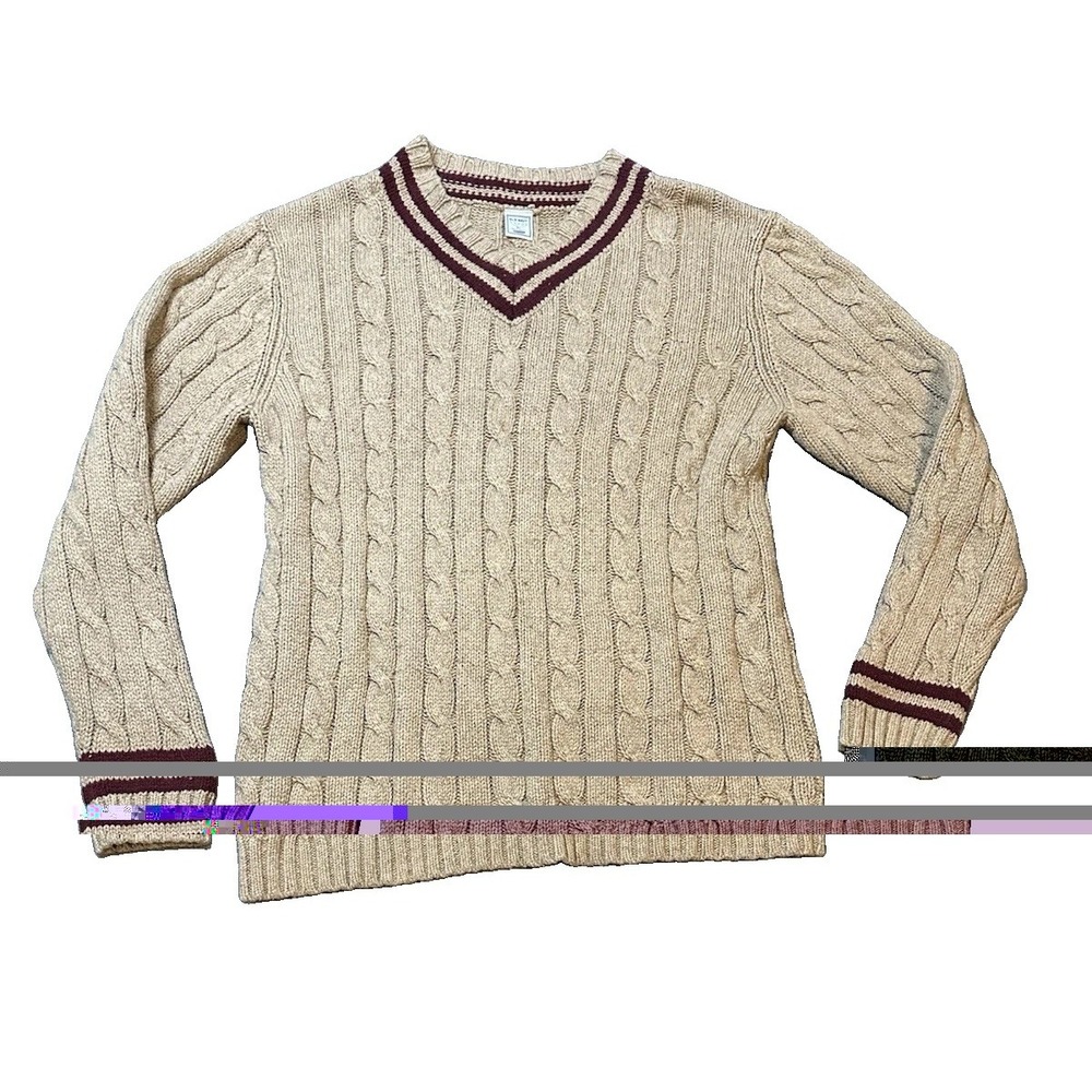Y2K Vintage Old Navy Cable Knit Mens Sweater XL Merino Wool Blend 2004 Varsity